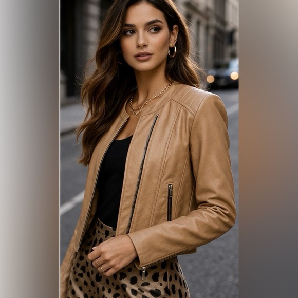 Mackage Jackets & Blazers - Mackage Tan Lambskin Leather Moto Jacket